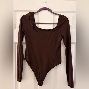 Lululemon Nulu Squareneck Longsleeve Bodysuit French Press,M, Like new worn once